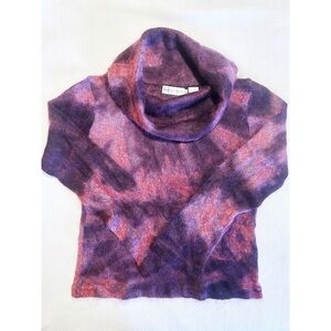 Dana Buchman Cowl Neck Woven Sweater L Tie Dye Purple Maroon Y2K 2000s Winter